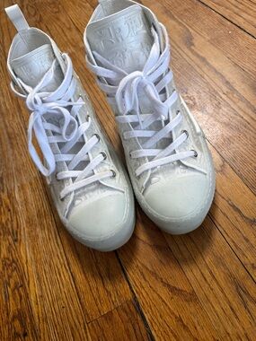 Dior White High-Top Embossed Logo Sneakers